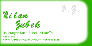 milan zubek business card